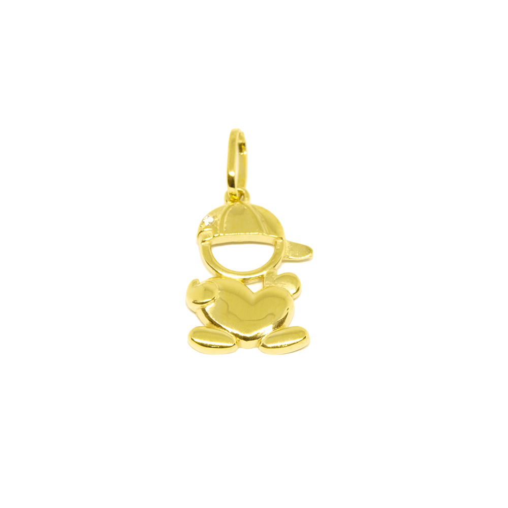 Pingente Boneco com Zirc�nia em Ouro 18 Kilates � 25312